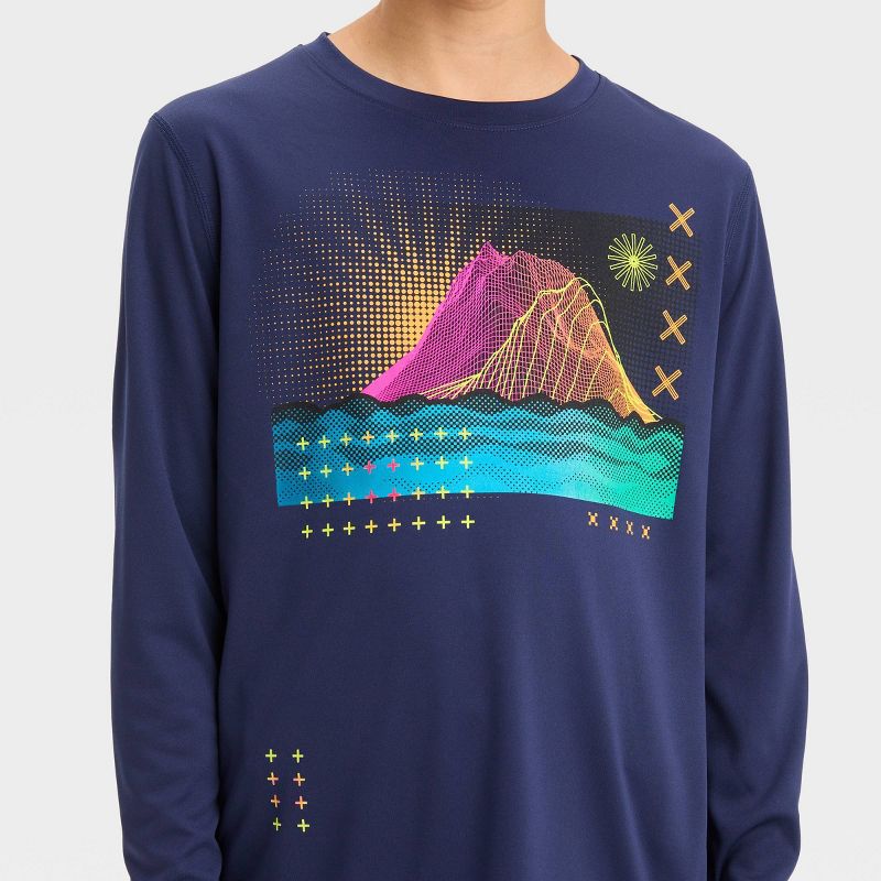 Boys&#39; Long Sleeve &#39;Sun Water&#39; Graphic T-Shirt - All In Motion™ Navy, 3 of 5