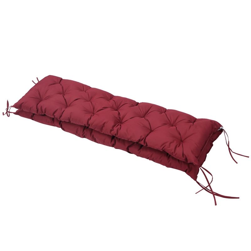 Outsunny Tufted Bench Cushions for Outdoor Furniture, 3-Seater Replacement for Swing Chair, Patio Sofa/Couch, Overstuffed w/ Backrest, Wine Red, 5 of 7