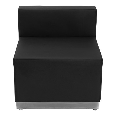 Black LeatherSoft Armless Chair with Stainless Steel Base