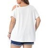 Women's Plus Size Criss Cross Off One Shoulder Short Sleeve Boat Neck Summer Casual Blouses - Agnes Orinda - 4 of 4