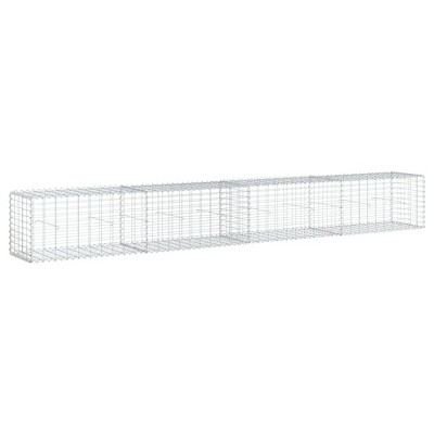 vidaxl Gabion Basket with Cover Galvanized Iron Outdoor use 157.5"x19.7"x19.7"