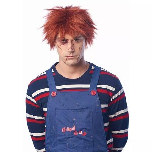 Costume Culture by Franco LLC Male Evil Doll Adult Costume Wig | Red - 1 of 4