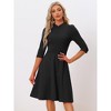 INSPIRE CHIC Women's Vintage 3/4 Sleeves Stand Collar Office Work Elegant A-Line Dress - 4 of 4