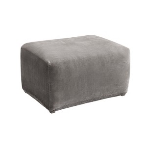 Stretch Pique Ottoman Flannel Gray - Sure Fit: Machine Washable, Elastic Fit, Indoor Use - 1 of 4