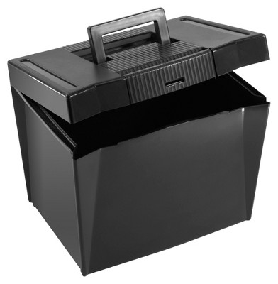 Black Portable File Storage Box with Handle and Latch