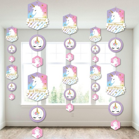 Unicorn Birthday Backdrop - Rainbow Unicorn Party Decorations for
