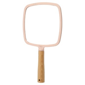 Unique Bargains Square Portable Handheld Wood Handle Vanity Cosmetic Makeup Mirror 1 Pc - 1 of 4