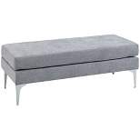 HOMCOM 47.75 Inches End of Bed Bench, Upholstered Entryway Bench with Double Layer Seat Cushions and Steel Legs, Bedroom Bench