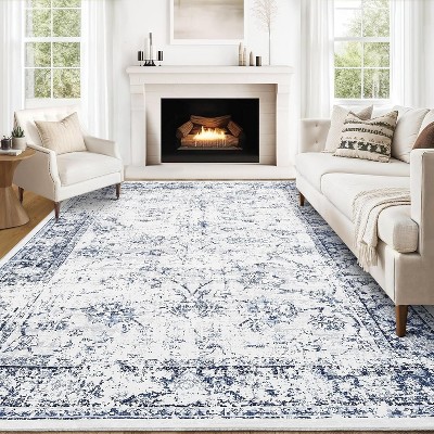 Washable Runner Rug, Non-Slip, Vintage Floor Carpet, Low Pile, Distressed Pearl Velvet, Foldable, Soft, Bathroom, Laundry, Entryway