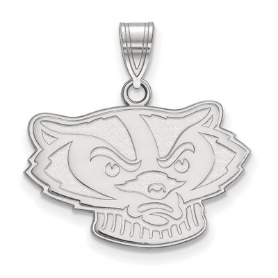 Black Bow Jewelry 10k White Gold Wisconsin Badgers NCAA Medium Pendant