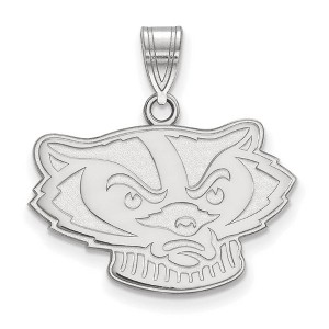 Black Bow Jewelry 10k White Gold Wisconsin Badgers NCAA Medium Pendant - 1 of 3