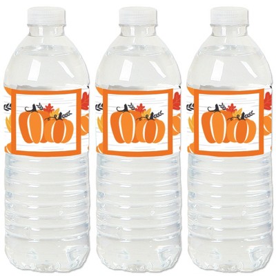 Big Dot of Happiness Fall Pumpkin - Halloween or Thanksgiving Party Water Bottle Sticker Labels - Set of 20