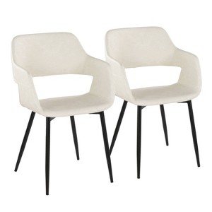 LumiSource Set of 2 Margarite PU Dining Chair Black Metal
 - 1 of 4