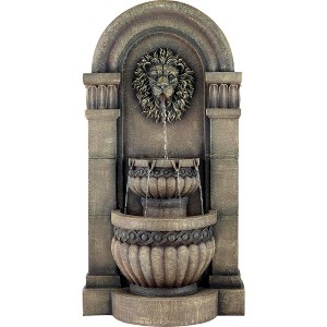 John Timberland Roman Outdoor Floor Water Fountain with Light LED 50" High 2-Tier Lion Face for Yard Garden Patio Deck Home - 1 of 4