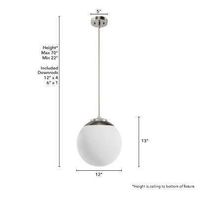 Hepburn Brushed Nickel 12" Deco Style Globe Pendant Light