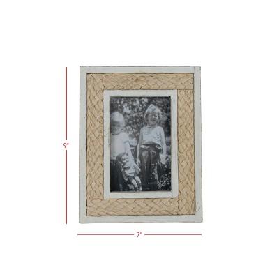 Whitewashed Wood and Reed 4x6 Picture Frame with Glass