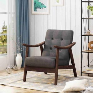 CAVINAS Polyester Accent Chair with Mid-Height Backrest,Mid-Century Modern Upholstered Living Room Chairs,Reading Chairs for Living Room - 1 of 4