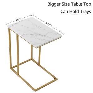 Rosary Blenn C-Shape Faux Marble Side Table - 1 of 4