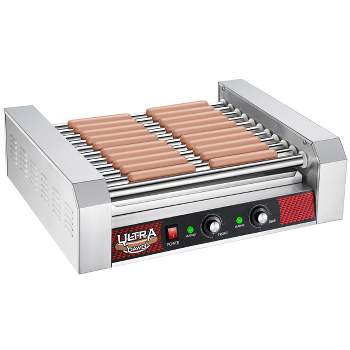 Great Northern Popcorn 11 Roller Hot Dog Machine Electric Countertop Cooker with Drip Tray & Dual Zones