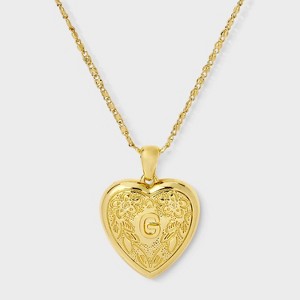 14K Gold Dipped Heart Charm Initial Necklace - A New Day™ Gold - 1 of 4