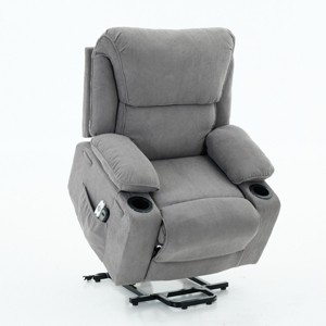 Remote Power Lift Heated Massage Recliner Chair for Seniors,37.4"W Corduroy Sofa with Cup Holder & Side Pockets for Living Room-Baofuwish - 1 of 4