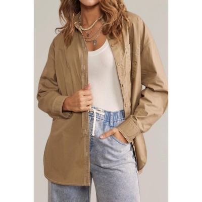 Women's Contrast Stitch Button Down Shirt - In February