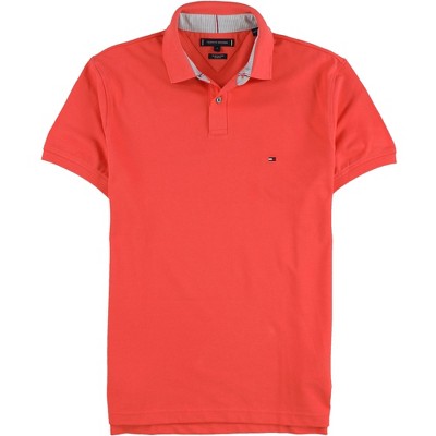 Tommy Hilfiger Mens Cotton Polo Shirt, Orange, Large