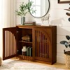 39" Narrow Fluted Sideboard with Arched Doors,Mid Century Modern Buffet Cabinet for Entryway Kitchen Hallway-Baofuwish - 2 of 4