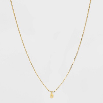 14K Gold Plated Small Polished Initial Pendant Necklace - A New Day™ Gold