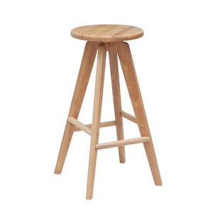 JONATHAN Y Ceren MidCentury Industrial Round Solid Wood Backless Stool - 1 of 3