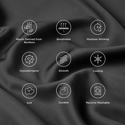 Black Bamboo Rayon Cooling Queen Pillowcase Set