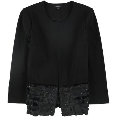 Alfani Womens Faux Fur Hem Jacket
