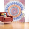 HomeRoots 92" X 84" Orange Blue And Yellow Mandala Cotton Hanging Tapestry - 2 of 4