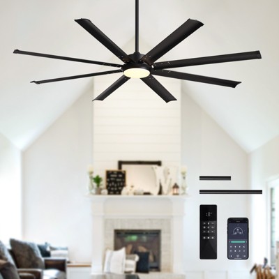 Ludomide 72 Inch Large Ceiling Fan with Lights and Remote Industrial Ceiling Fan Indoor/Outdoor Ceiling Fans for Patio Living Room