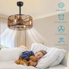 POWLIG 18.11" Industrial Ceiling Fan with Bamboo Rattan Woven Metal Frame & Remote Control – Vintage Style, Adjustable Speeds, Timer - 2 of 4