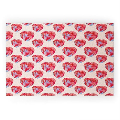 El buen limon Heart and love retro psychedelic 36" x 24" Welcome Mat - Society6
