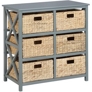 eHemco 3 Tier X-Side Storage Drawers with 6 Water Hyacinth Natural Wicker Baskets - 1 of 4