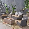 Christopher Knight Home Brynnli Outdoor Wicker 4 Seater Chat Set with Fire Pit - 2 of 4