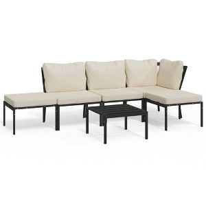 vidaXL Patio Lounge Set Black, Sand Powder-coated steel, Polyester Large - 1 of 4
