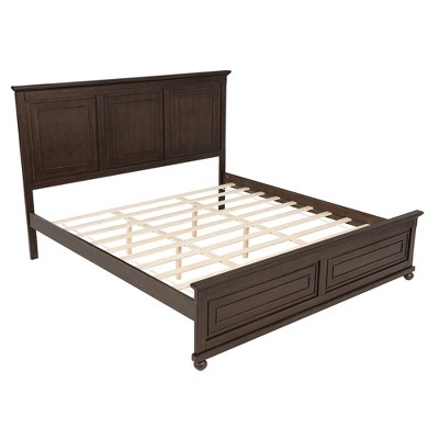 KIGFTSOD King Size Bed with Tall Headboard & Footboard, Pinewood Bed with Strengthened Bed Frame
