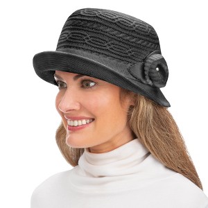 Collections Etc Crochet Flower Textured Knit Full Brimmed Hat - 1 of 4