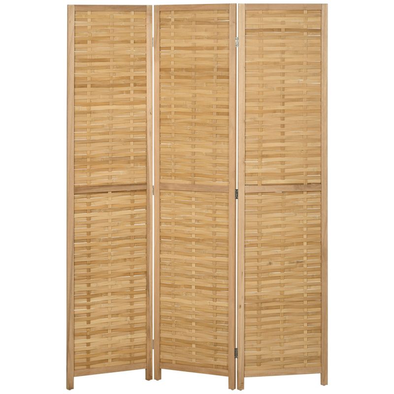 HOMCOM Room Divider, 5.5' Tall Bamboo Portable Folding Privacy Screens, Hand-Woven Double Side Partition Wall Dividers for Home, Natural, 4 of 7