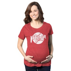 Maternity Baseball Mama T Shirt Cute Summer Sports Tee For Mom To Be - Crazy Dog Maternity T Shirt - 1 of 4