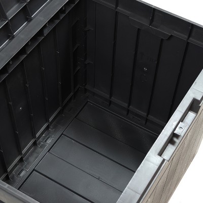 Phantom Gray Lockable Resin Deck Box with Faux Wood Design