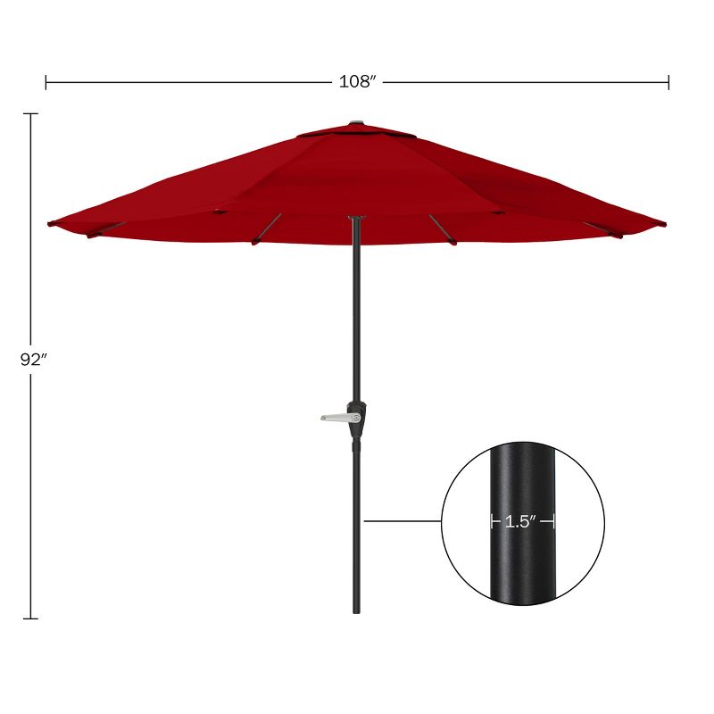 Nature Spring Steel Patio Umbrella for Table - Great for Deck, Balcony, Porch, Backyard, or Poolside - 9', Red, 2 of 9