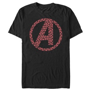 Men's Marvel Avengers Valentine's Small Hearts Logo T-Shirt - 1 of 4