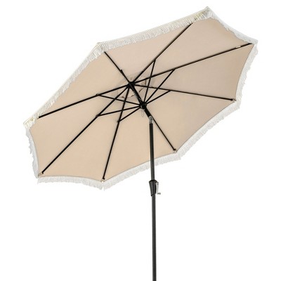 Tangkula 9 FT Patio Umbrella 2-Tier Market Table Umbrella w/ Crank Handle Push Button Tilt