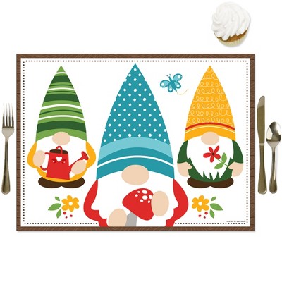 Big Dot of Happiness Garden Gnomes - Party Table Decorations - Forest Gnome Party Placemats - Set of 16