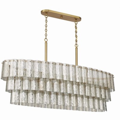 Museo Satin Brass and Glass 7-Light Island Pendant