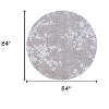 5' Gray and White Round Oriental Non Skid Area Rug - 3 of 4